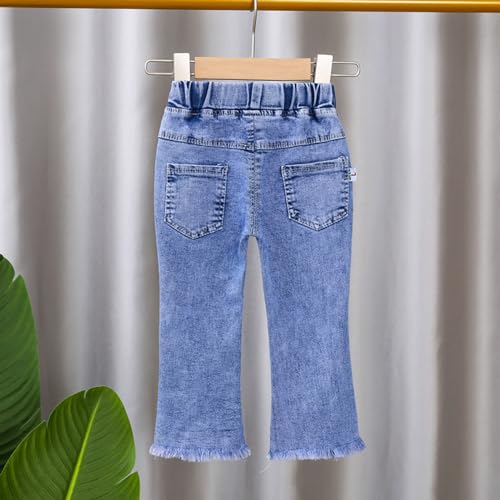 Baby Little Girl Casual Denim Jeans Bow Print Back High Waist Hip Hop Streetwear Purple Girl Clothes3