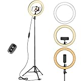 KIBTOY LED Ringlicht 10 Zoll mit 67 Zoll Stativständer & Handyhalter, Dimmbare Tischringlicht für YouTube-Videoaufnahmen, Selfie, Live-Stream, Makeup/Fotografie Kompatibel mit Smartphone mit USB