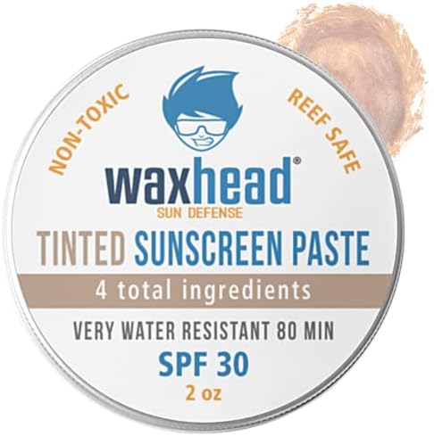 Waxhead Tinted Surf Sunscreen - for all Outdoor Athletes, Tinted Zinc Oxide Sunscreen, Reef Safe, Organic Sunscreen for Face, Hawaii Sunscreen, Reusable Tins (2oz, Tinted)