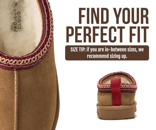 Image of Project Cloud 100% Genuine Leather Shearling Slippers for Women (Nerita) | Australian Fur Lining Memory Foam Insole Non Slip EVA Sole Fuzzy Plush House Shoes Warm Cozy Indoor Footwear Everyday Comfort