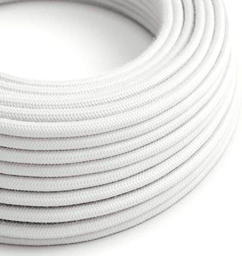 CA Creative Cables White Cotton Covered Round Electric Cable - RC01-150ft, 3 x 18 AWG