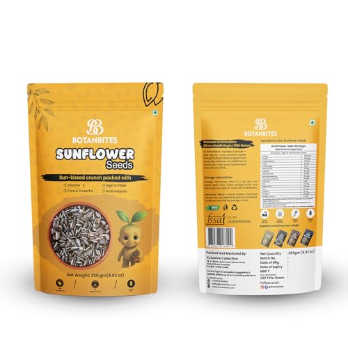 Image of BOTANBITES Sunflower Seeds 250g | Protein-Rich, High in Fibre & Low Carb | Antioxidant-Rich Snack | Omega-6, Zinc, Iron & Vitamin E for Fat Loss