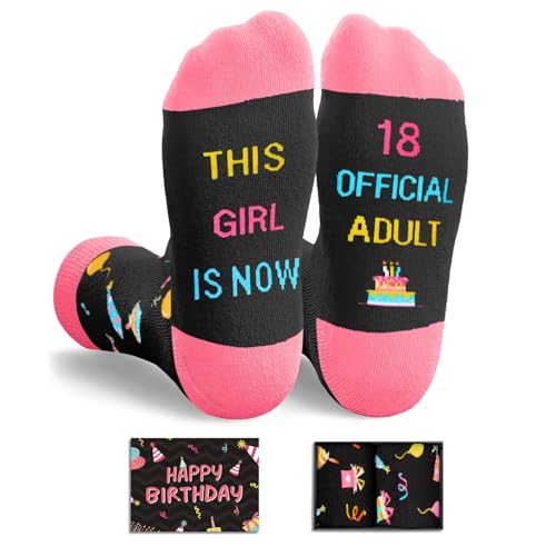 HAPPYPOP 18th Birthday Socks Ideas - 18 Year Old Birthday Gifts for Teen Girls, Young Adults