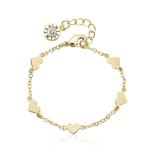 Little Miss Twin Stars Girls Bracelet - 14K Gold Plated Heart Station Bracelet - Hypoallergenic And Nickel Free For Sensitive Skin #TOP16