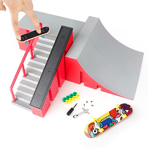 CS COSDDI Juego de accesorios para monopatín y rampa, juego de juguetes para monopatín de dedos, para montar uno mismo, parque de dedos con rampa, parques para deportes de dedos, regalo para niños (B) Cover
