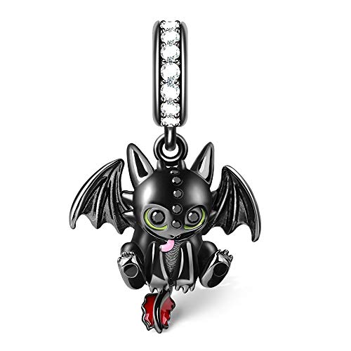 GNOCE Charm de Dragón Negro Plata de Ley 925