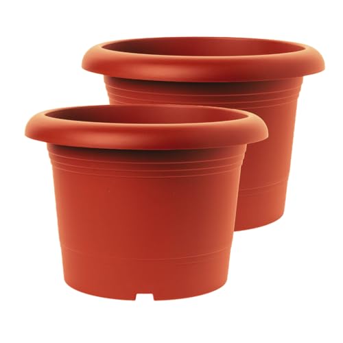 SUSTANIA 2er Set Premium-Pflanzgefäße in Terracotta: 50cm Qualitäts-Kübel. Blumenkübel Deutsche Fertigung für Jede Wetterlage!