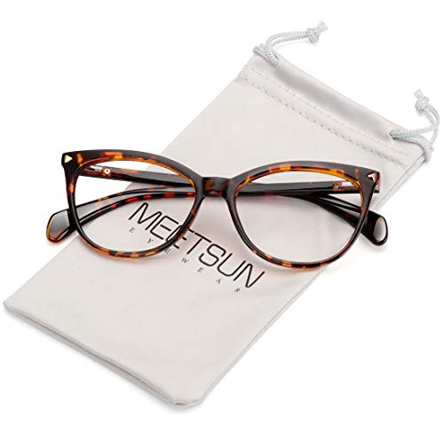 MEETSUN Non Prescription Glasses Frame for Women,Retro Cateye Fake Eyeglasses HD Clear Lens (Tortoise Frame Clear Lens)