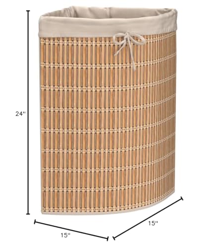 Honey-Can-Do Bamboo Wicker Corner Hamper 24-Inches Tall, Natural - Image 4