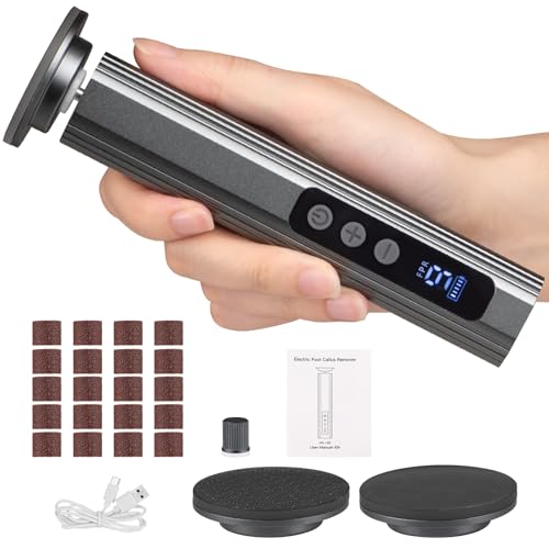 Pettidot 2 en 1 Lima Electrica Pies Durezas Inalámbrica 2600mAh con 9 Velocidades Ajustables, Maquina Quita Callos Pies 2 Placa Pulido de Vidrio Nano, Limador de Durezas Electrico, Gris