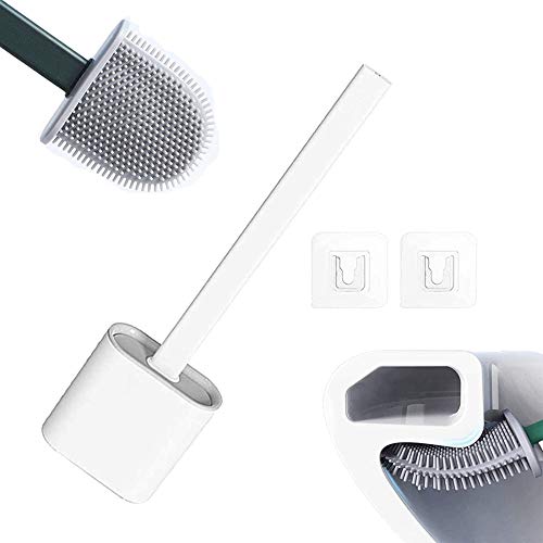 Olydmsky 2Pack WC-Bürste aus Silikon Toilettenbürste Klobürste Bürstenkopf Toilettenbürste mit schnelltrocknendem Halter Wandtoilettenbürste für Bad und WC (2pack) Cover