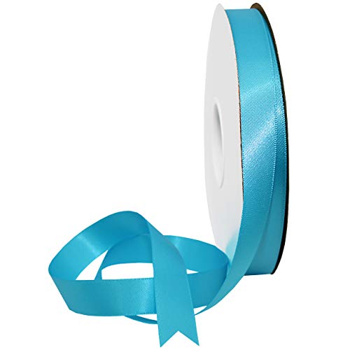 Image of Morex Ribbon 08816 /50-317 Double Face Satin Ribbon, 3 /8 inchx 50 Yd, Misty Turquoise