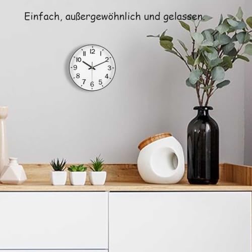 Image of Black Wall Clock, 8 Inch Wall Clocks Battery Operated, Round Modern Non Ticking Silent Digital Analog Small Wall Clock for Bedroom Living Room Kitchen Office Gym Classroom Outdoor Clocks