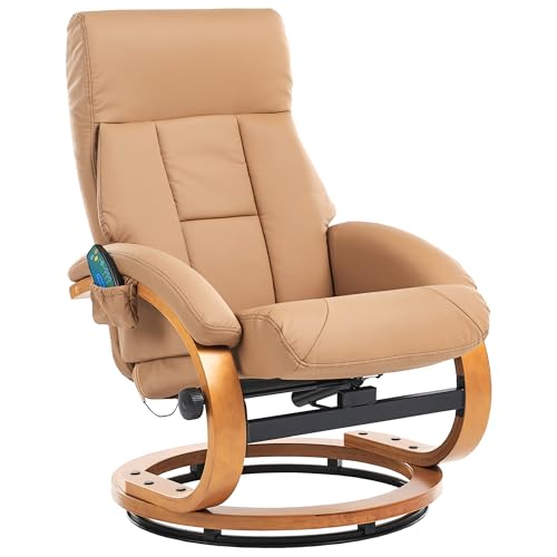 Beliani Massagesessel mit Heizfunktion, Timer und Fußhocker Kunstleder sandbeige Force – Bild 5