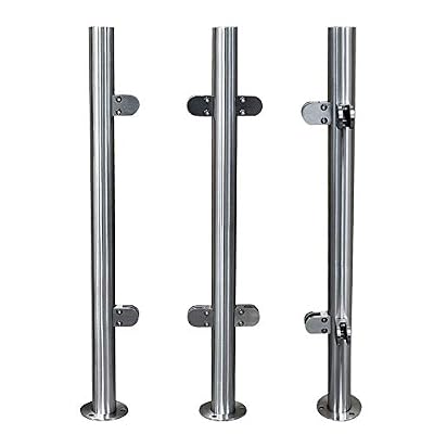 Glass Railing Post 90CM/35.4" Glass Balustrade Railing Post Stainless Steel Railing Fence Pole Handrail Garden Fencing (90CM/35.4" End Post)
