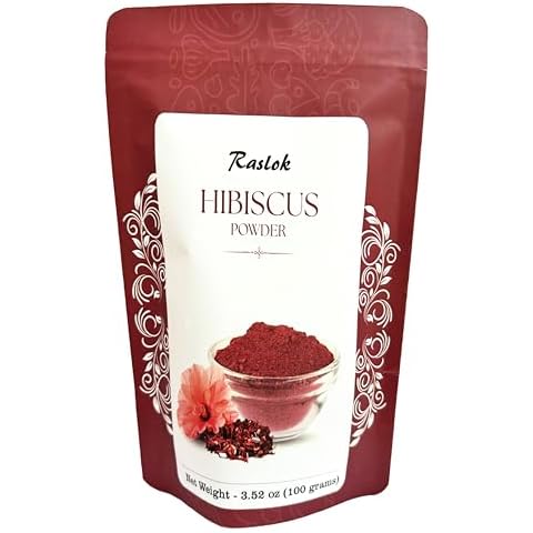 Raslok Herbal Hibiscus Powder | for Refreshing Tea and Hair Care (3.52, Ounces) Cover