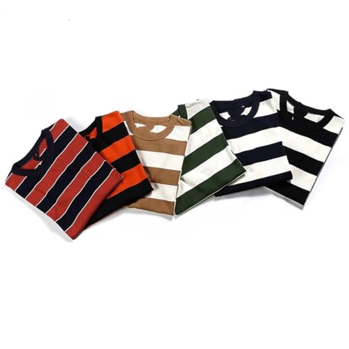 T-shirt rayé en coton homme pull ample manches courtes classique mode - 7