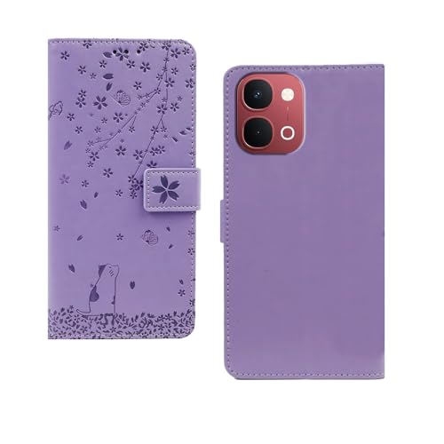 Image of amazon basics Vivo Y51 Pro 5G Flip Cover | Card Pockets Wallet & Stand | Flip Cover for Vivo Y51 Pro 5G (Purple Tree)
