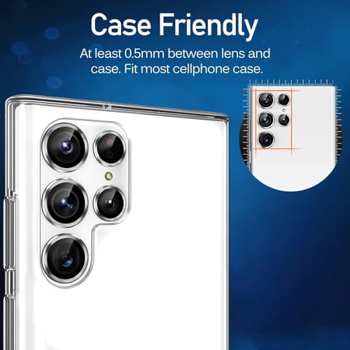 Image of PACK OF 2 Camera Lens Protector for SAMSUNG GALAXY S24 / S23 ULTRA SILVER HD Clear Camera Lens, Case Friendly, Scratch Resistant Lens Cover, Full Coverage Camera Guard, Heavy Duty Camera Protector SET OF 2
