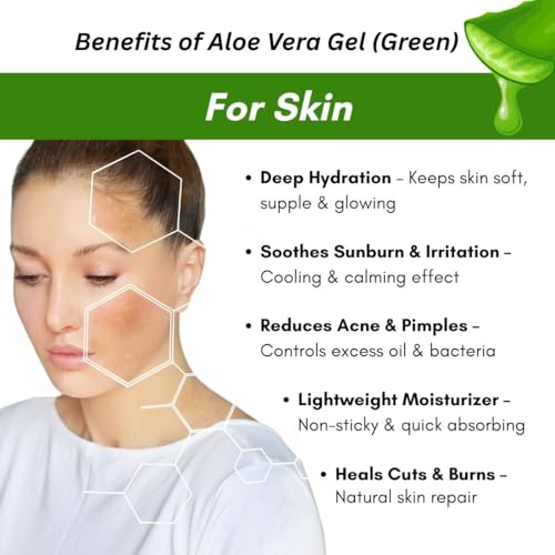 Image of Khadi 100% Pure and Natural Green Aloe Vera Gel - Soothing Hydration for Skin & Hair | Pure & Natural Aloe Vera Gel for Face, Acne, Scars, Dark Circles & Sunburn - 200GM