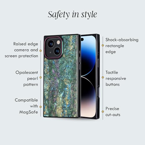 Image of COCOMII Rectangle for iPhone 14 /13 Case, Aurora Abalone Shell