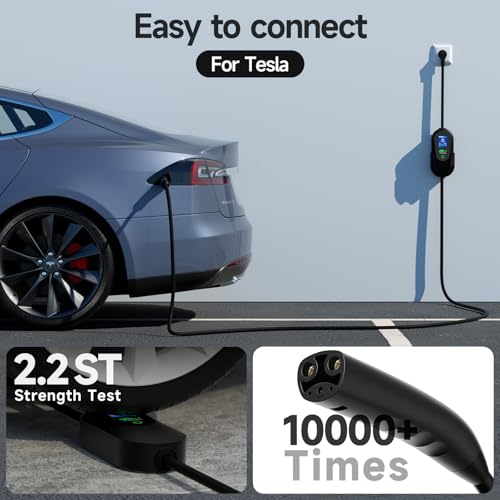 Image of Level 1 Tesla Charger(110V-240V) 16A, Tesla Mobile Charger with NEMA 6-20 Plug&5-15 Adapter, 16.4FT /5M Extension Cord - Portable Electric Car Charger for Tesla Model Y /3 /S /X