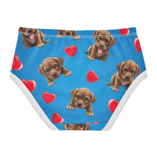 Artistic Girls Underwear Toddler 2t Cotton Cute Panties Girl Brown Puppies Dogs Hearts Blue Underpants Briefs2