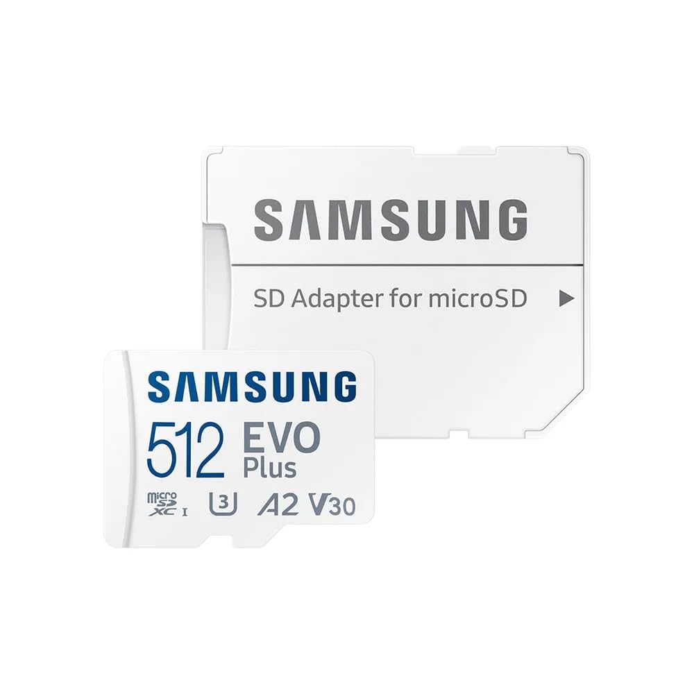 Carte MEMOIRE Samsung 512G Micro SD Evo Plus 2024 avec Adaptateur SD Classe 10 Lecture 160 Mo/s Ecriture 160 Mo/s MB-MC512SA/EU