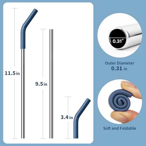 Image of Straw for YETI 30 oz Tumbler, Reusable Metal Straight Straw with Rubber Tip