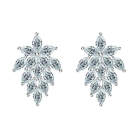 ADKOMN Women Jewelry 14k Gold Plated Sterling Silver Cubic Zirconia Stud Earrings for Girls white Cover