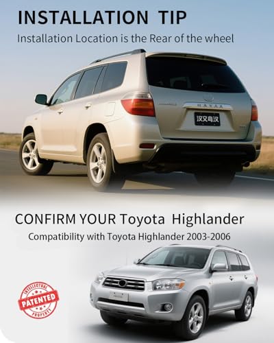Image of Mud Flaps for Toyota Highlander 2003-2006, Heavy Duty No-Drill Mud Guards & Splash Guards, All-Weather Protection (Set of 4)