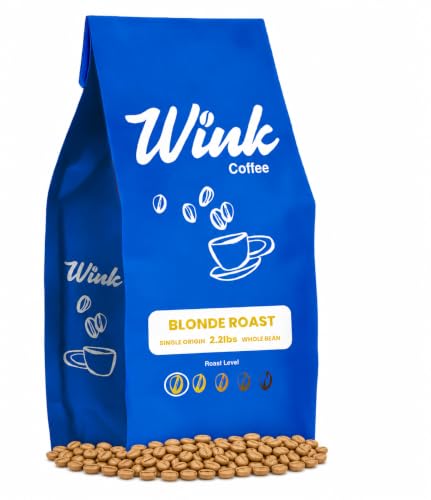 Wink Coffee Blonde Roast Whole Bean Coffee, 2.2 lb Bag, Light Roast Coffee Beans, 100% Arabica, Single Origin, Gourmet, Small-Batch, Smooth & Balanced, Sustainably Sourced
