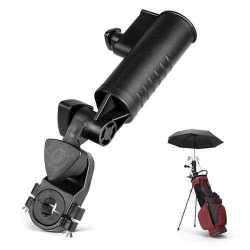 Image of Golf Push Cart Umbrella Holder, 180 Degrees Adjustable Golf Trolley Umbrella Holder, Universal Heavy-duty Windproof Umbrella Holder Stroller Bicycle Bike Wheelchair Mobility Scooter Beach Chair
