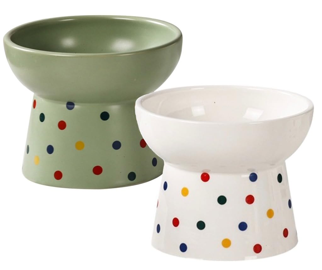 KUTKUT Set of 2Pcs Ceramic Cat Food Or Water Bowl, Raised Cat Feeder Dishes with Stand, Elevated Pet Food Bowl for Cats and Small Dogs, Stress Free Backflow Prevention & Reduce Neck Burden (B0CC9X7234) Amazon Price History, Amazon Price Tracker