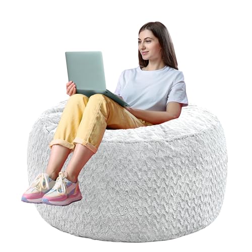 lilanoon 5FT Bean Bag Chair with Ultra Soft Cover Bean Bag Sofa with Memory Foam Bean Bag Chairs with Large Size Lazy Sofa for Dorm Office Living Room Bedroom White - Image 4