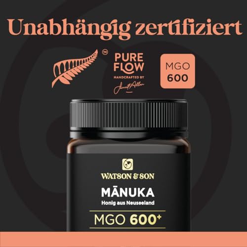 Watson & Son Manuka Honig MGO 600+ 250g | Premium Qualität aus Neuseeland
