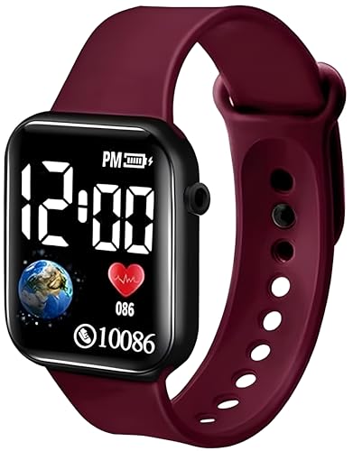 Racnos Dial Digital LED Sport Watch for Men, Women & Boys | Kids, Lightweight & Durable Multi-Color LED Display (Brown)