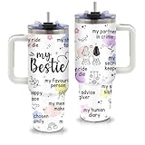 Bestie Gifts for Women Friendship - Best Friend Tumbler 40oz with Handle and Straws, Leak-proof, Stainless Steel Insulated Coffee Mugs for BFF Soul Sister Work Bestie Cups, Gifts for Female Birthday