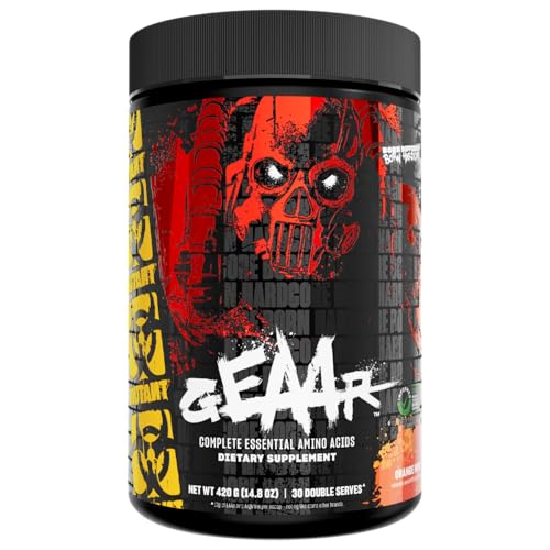 Mutant GEAAR - 9.4g of EAA Powder + Arginine, 7g BCAAs, 4g Leucine, Electrolytes, Coconut Water, 30 Servings (Orange Rush)