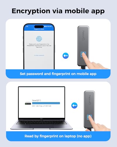 Image of NEWQ SSD 1TB Portable Fingerprint External Solid State Drive, Up to 300MB /s, Reliable Storage for Professionals, Gaming, Students, Easily Categorize and Backup Your Phone Albums to The SSD