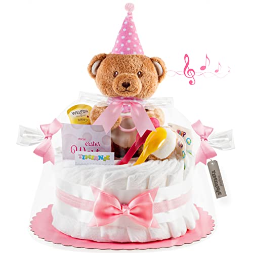 Timfanie® Windeltorte | Spieluhr LiebhabBÄR | rosa | 0-6 Monate Cover