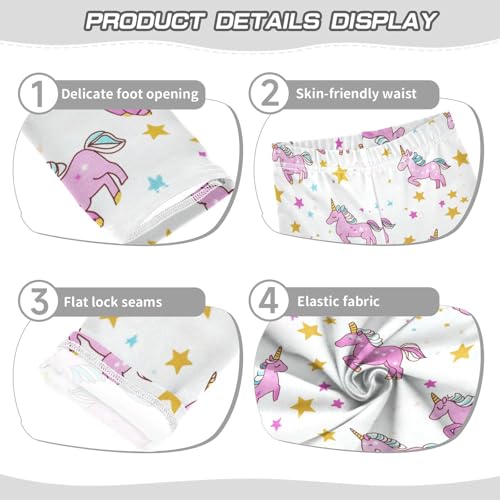 Cute Unicorn Girls' Leggings Toddler Doodles Star Kids Yoga Pants Dance Active Tights 4T3