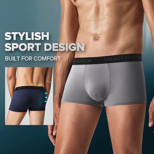 5Mayi Mens Underwear Boxer Briefs Short Leg Athletic Trunks Underwear for Men Pack No Fly3