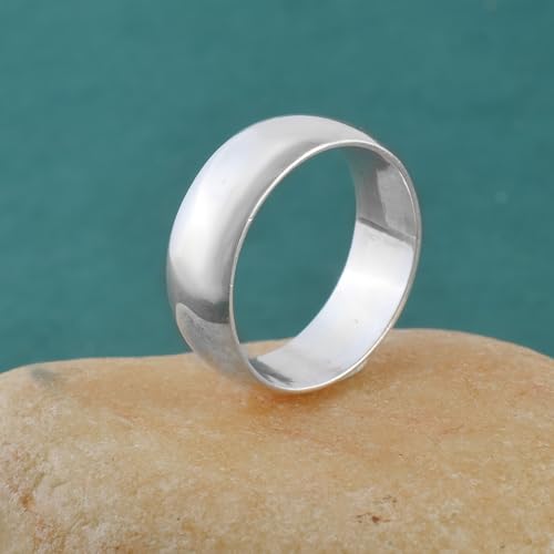 Image of Sechi 925 Sterling Silver Plain Customized Band Ring for Mens and Women | 925 Stamped Stacking Thumb Finger Ring Boys & Girls | Gift for him her | Chandi Ring | Thumb Ring |Unisex Jewellery