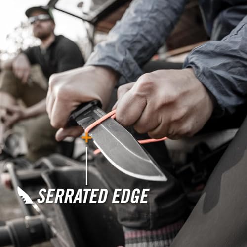 Image of Gerber Gear StrongArm - Fixed Blade, Full Tang Knife - Camping Knife with Multiple Carry Options - Made in USA - Black, Serrated Edge