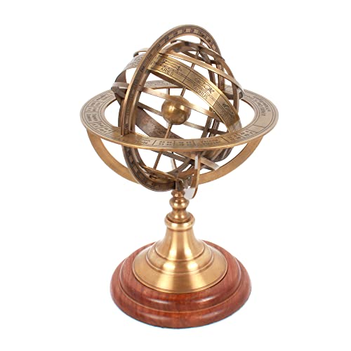 Handcrafted Trading Co. Globo celestial com gravação de globo mundial de latão antigo náutico de 28
