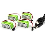YUTSUJO (4-Pack) 4.8V 800mAh NiMH AAA Rechargeable Battery Pack with SM 2P Plug for Stunt RC Car Robot Electric Toys and Hobby Equipment
