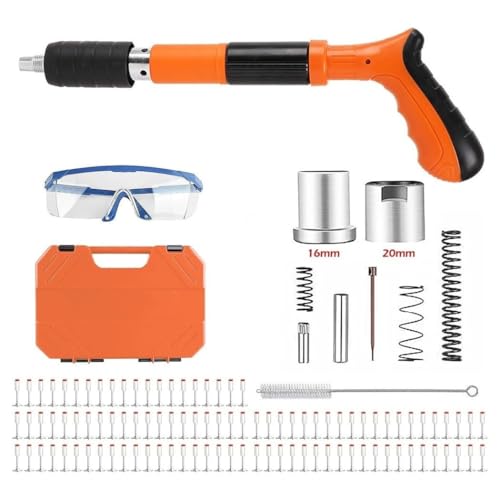 OISE ART STORE Trade Shop - Mini Pistola Sparachiodi Manuale con 100 Chiodi Portatile Silenziatore Regolabile