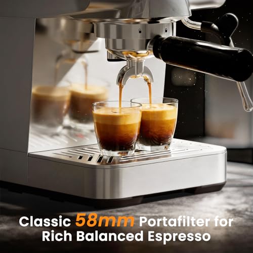 Image of Espresso Machine 20 Bar, Hot & Cold Brew Coffee Maker with Steam Wand Milk Frother, LED Display, Single & Double Shot, Home Barista Coffee Machine for Cappuccino, Latte & Americano