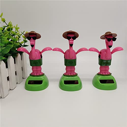 3 Stück Auto Armaturenbrett Ornament,Auto Armaturenbrett Dekoration Solar Tanzende Flamingo Spielzeuge Solar Spielzeug Wackelfiguren für Autoinnenraum Home Office Desk Decor